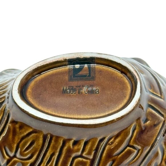 Over And Back Outfitters Stoneware Gravy Boat Glazed Brown White Leaf Ceramic - Picture 7 of 7